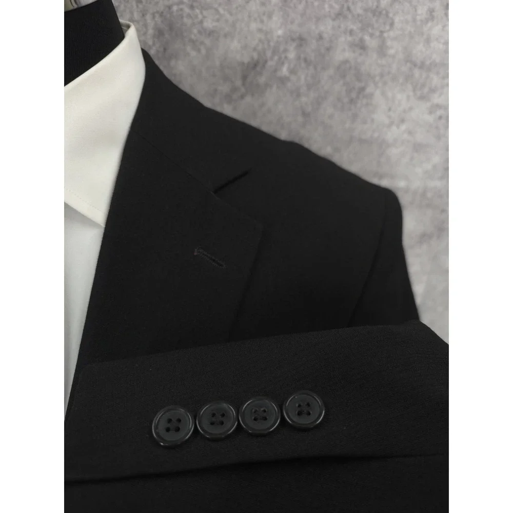 Stafford Blazer Jacket Men 44 L Black Sports Coat Business Wear 2 Buttons Vented